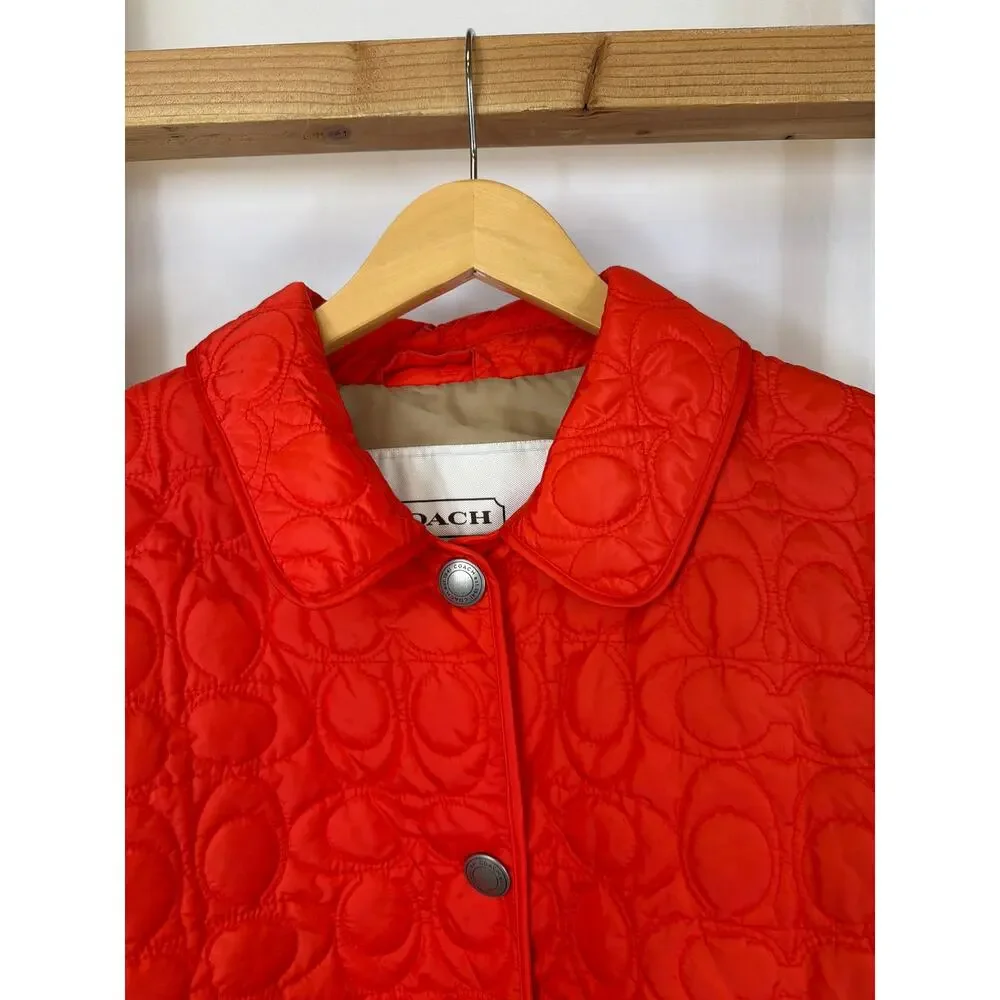 NWT Coach Orange Snap Up Collared Jacket Pockets XL